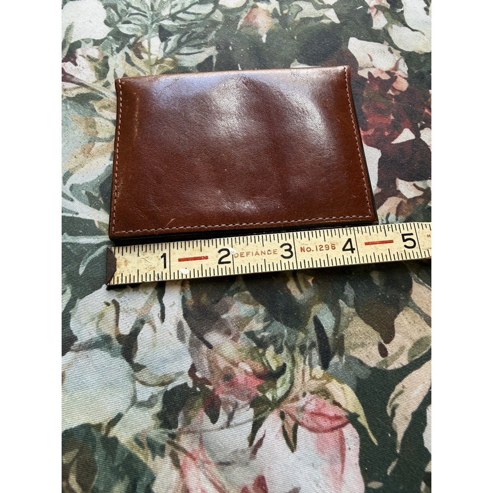 Scully VTG Italian Leather Card Holder ID Case Dark Academia Brown Wallet